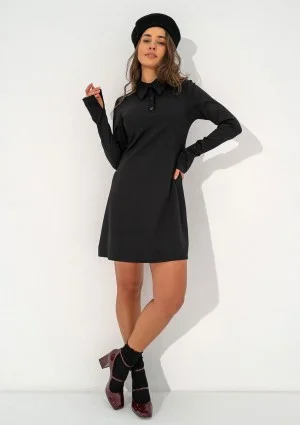 Ruby - Black mini dress with a collar