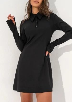 Ruby - Black mini dress with a collar