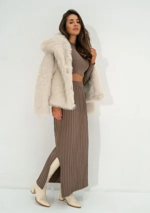 Marie - Coffee beige knitted maxi skirt