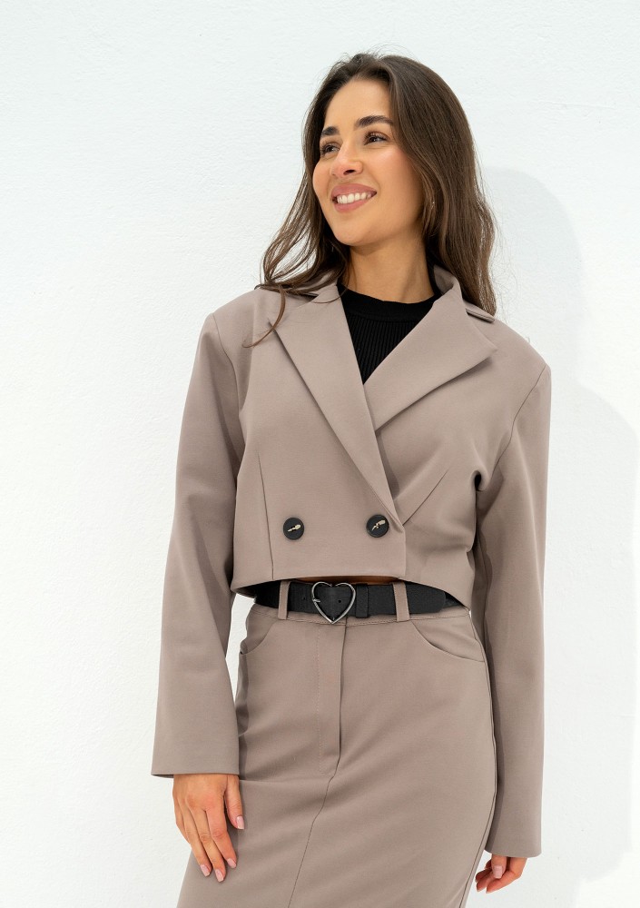 Cora - Short latte beige blazer