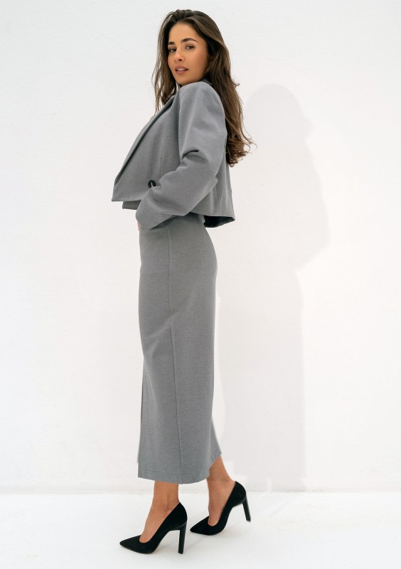 Cora - Melange grey midi skirt