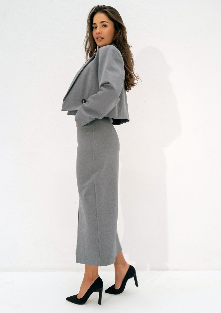 Cora - Short melange grey blazer