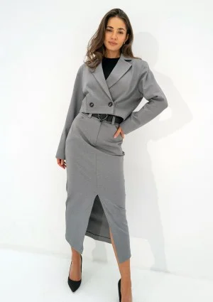 Cora - Short melange grey blazer