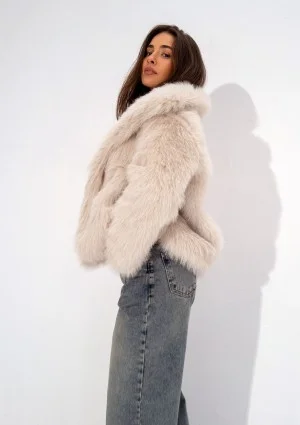 Busca - Ecru faux fur jacket