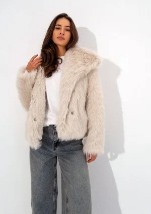 Busca - Ecru faux fur jacket