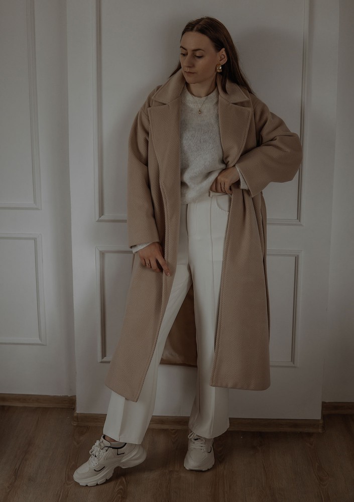 Salve - Beige chevron coat