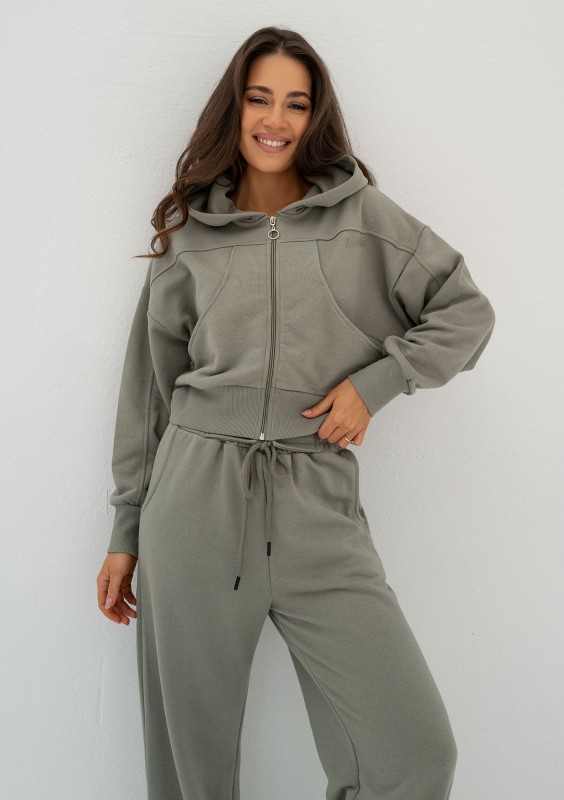 Saggy - Olive green zipped hoodie