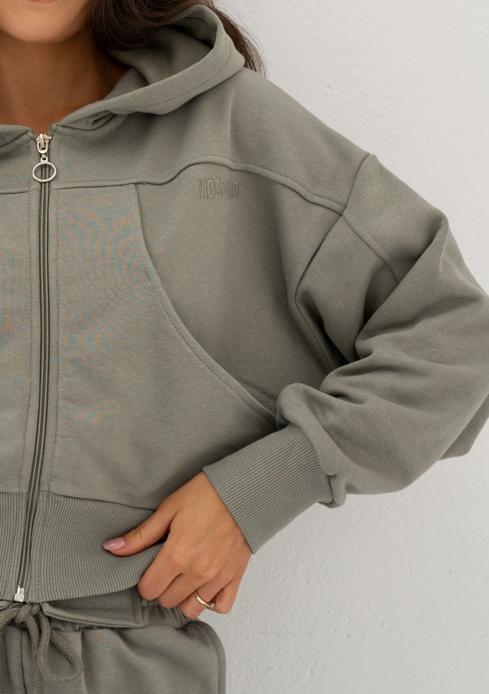 Saggy - Olive green zipped hoodie