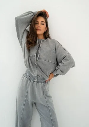 Shadi - Vintage grey zipped sweatshirt