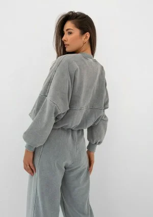 Shadi - Vintage grey zipped sweatshirt