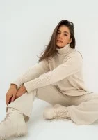 Oudhy - Long ecru polo neck sweater