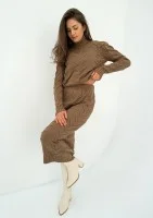 Roxen - Brown knitted polo neck sweater