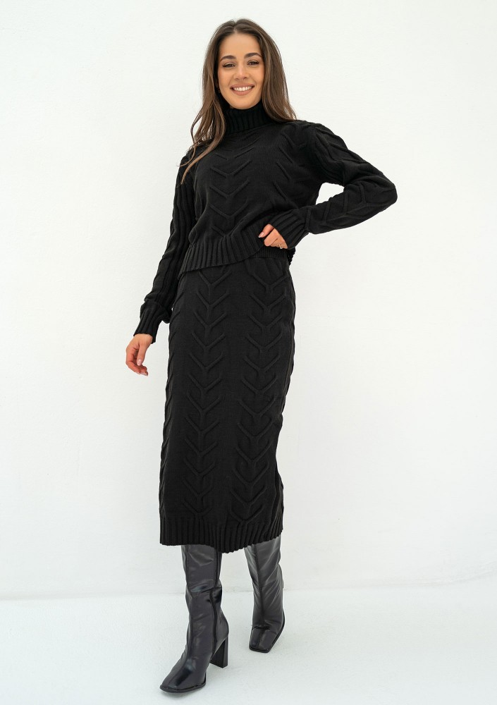 Roxen - Black knitted polo neck sweater