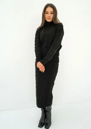 Roxen - Black knitted polo neck sweater