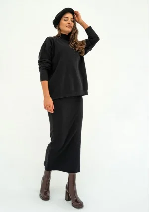 Malte - Black knitted polo neck sweater