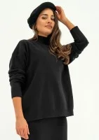 Malte - Black knitted polo neck sweater