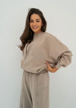 Shadi - Vintage beige zipped sweatshirt