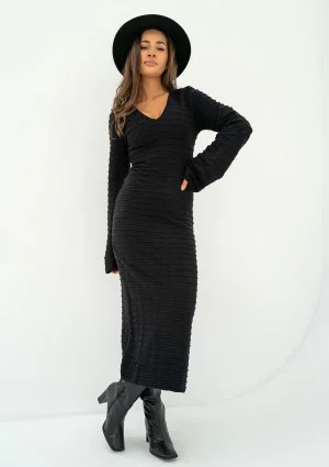 Ellin - Black knitted midi dress