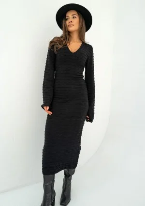 Ellin - Black knitted midi dress