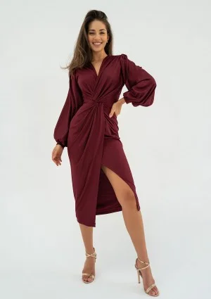 Labelle - Shiny claret midi dress