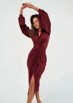 Labelle - Shiny claret midi dress