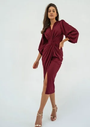 Labelle - Shiny claret midi dress