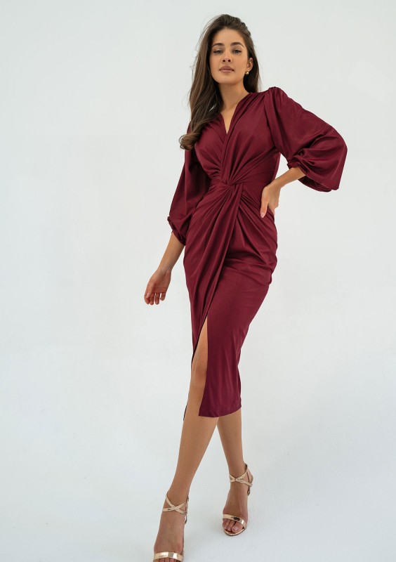 Labelle - Shiny claret midi dress