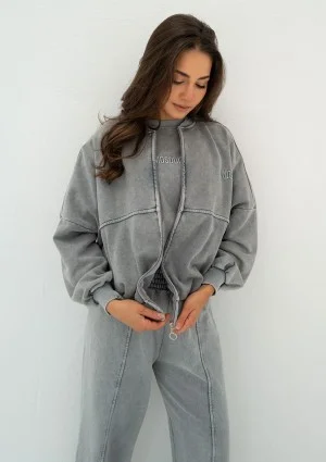 Shadi - Vintage grey zipped sweatshirt