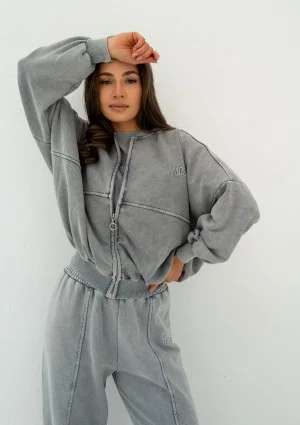 Shadi - Vintage grey zipped sweatshirt