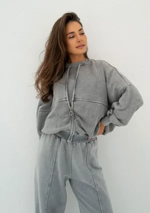 Shadi - Vintage grey zipped sweatshirt