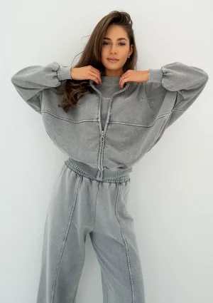 Shadi - Vintage grey zipped sweatshirt