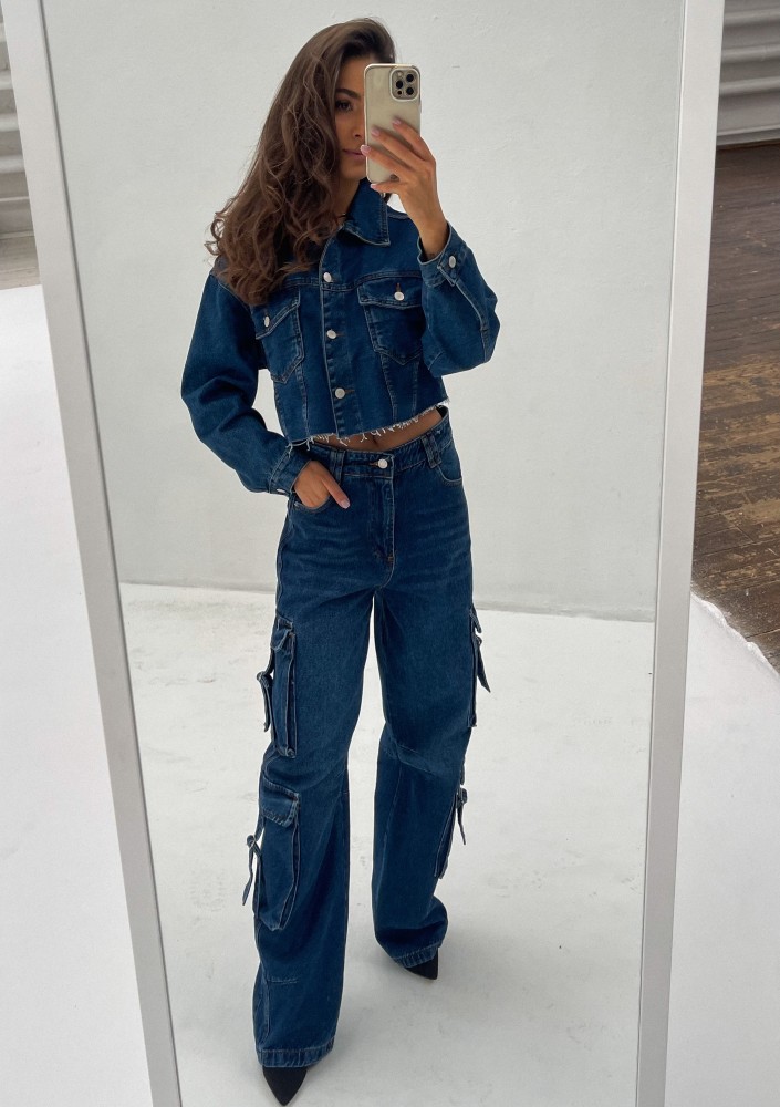 Cork - Navy blue wide cargo jeans