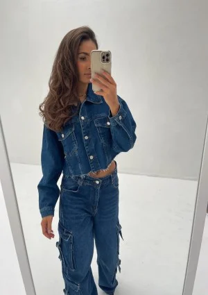 Mate - Navy blue cropped denim jacket