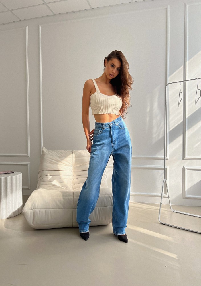 Celine - Krótki top z dzianiny Beżowy