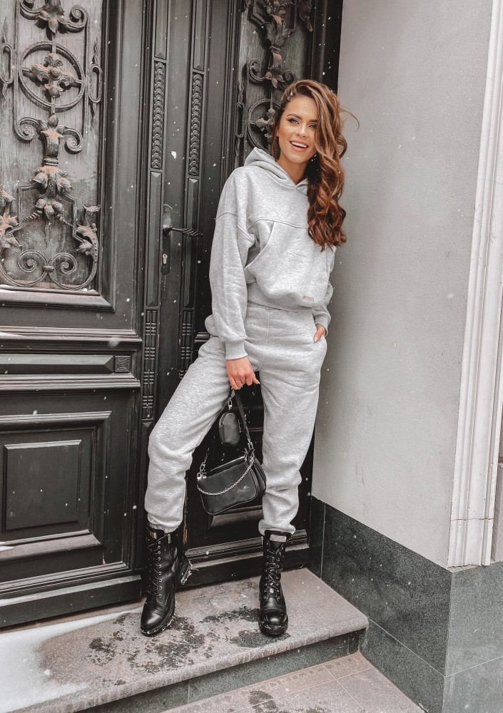 Bluza kangurka o luźnym kroju Szara ILM