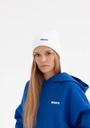 Biała czapka damska zimowa beanie