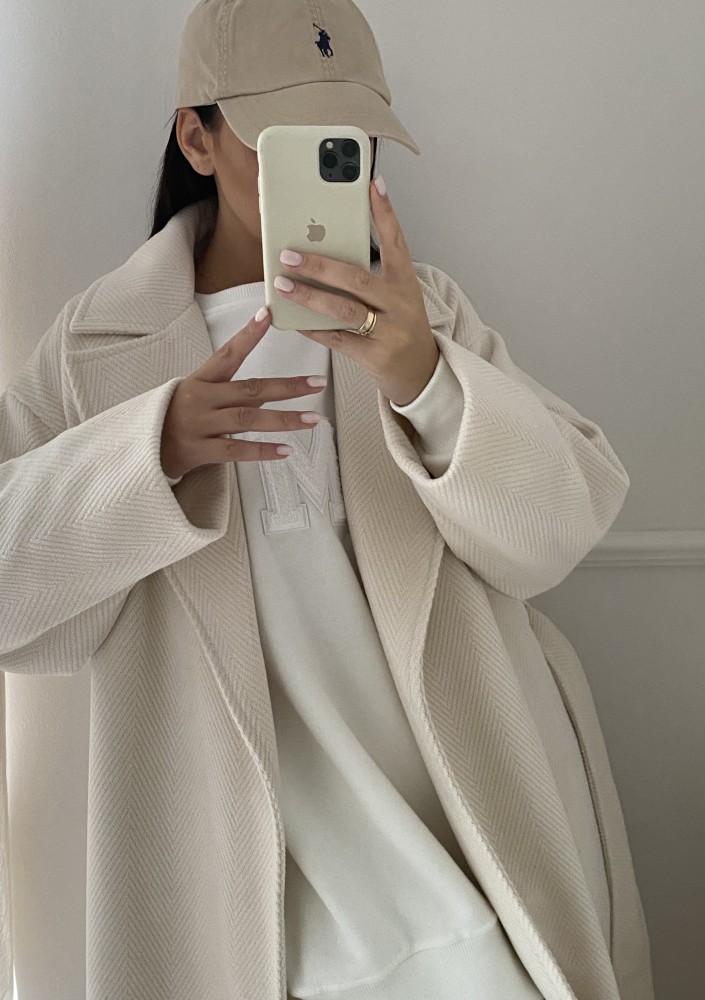 Salve - Creamy white chevron coat