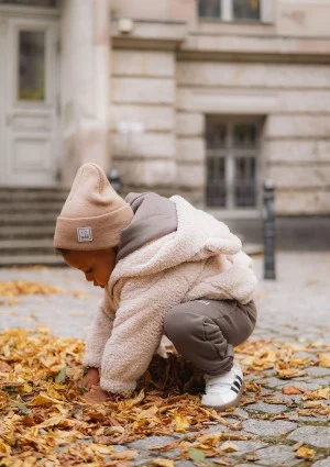 Kids beige teddy hoodie