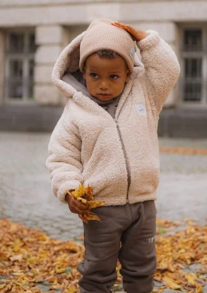 Kids beige teddy hoodie