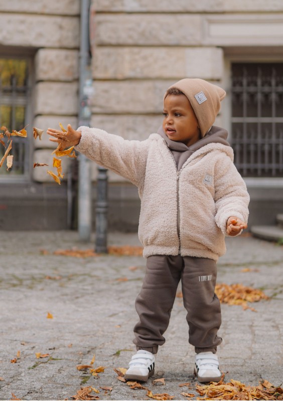 Kids beige teddy hoodie