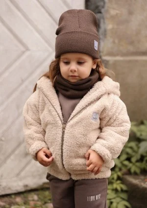 Kids beige teddy hoodie