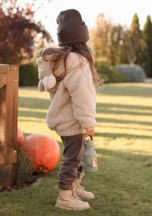 Kids beige teddy hoodie