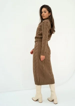 Roxen - Brown knitted polo neck sweater