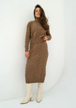 Roxen - Brown knitted polo neck sweater