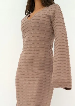 Ellin - Taupe knitted midi dress