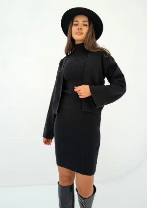 Kelie - Black knitted mini dress