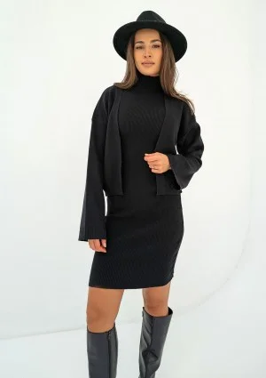 Kelie - Black knitted mini dress