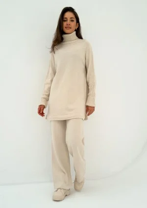 Oudhy - Long ecru polo neck sweater