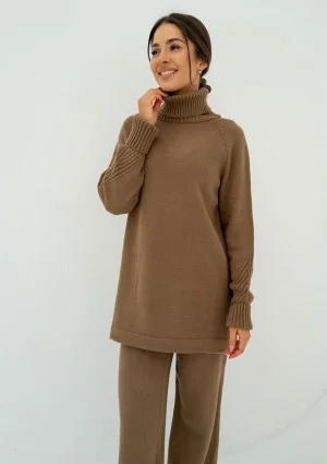 Oudhy - Long brown polo neck sweater