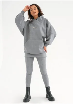 Suede - Oversize grey suede hoodie